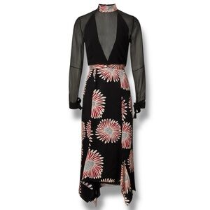 Obando Collective Black Chiffon Overlay Midi Dress - Size 2